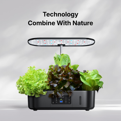 12-Pod Large Tank Smart Indoor Hydroponic Garden System with LED Grow Lights